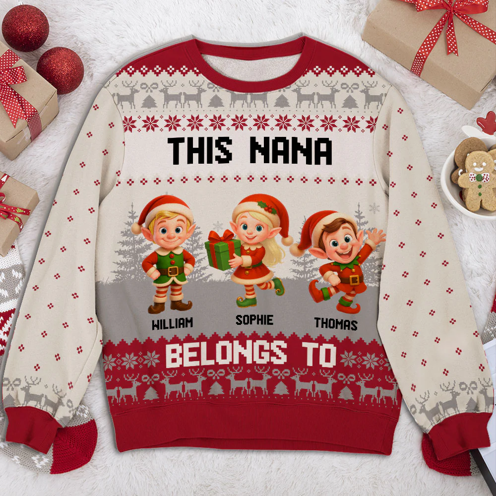 Grandma Elves - Personalized Custom All-Over-Print Sweatshirt - Image 3