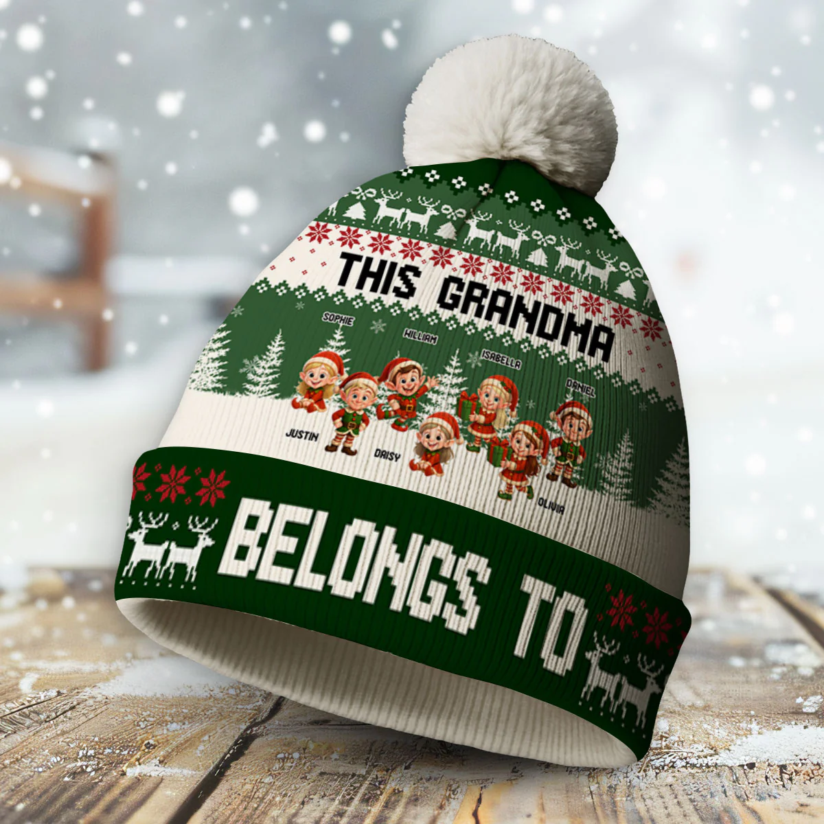Grandma Elves - Personalized Custom Bobble Beanie Hat - Image 4