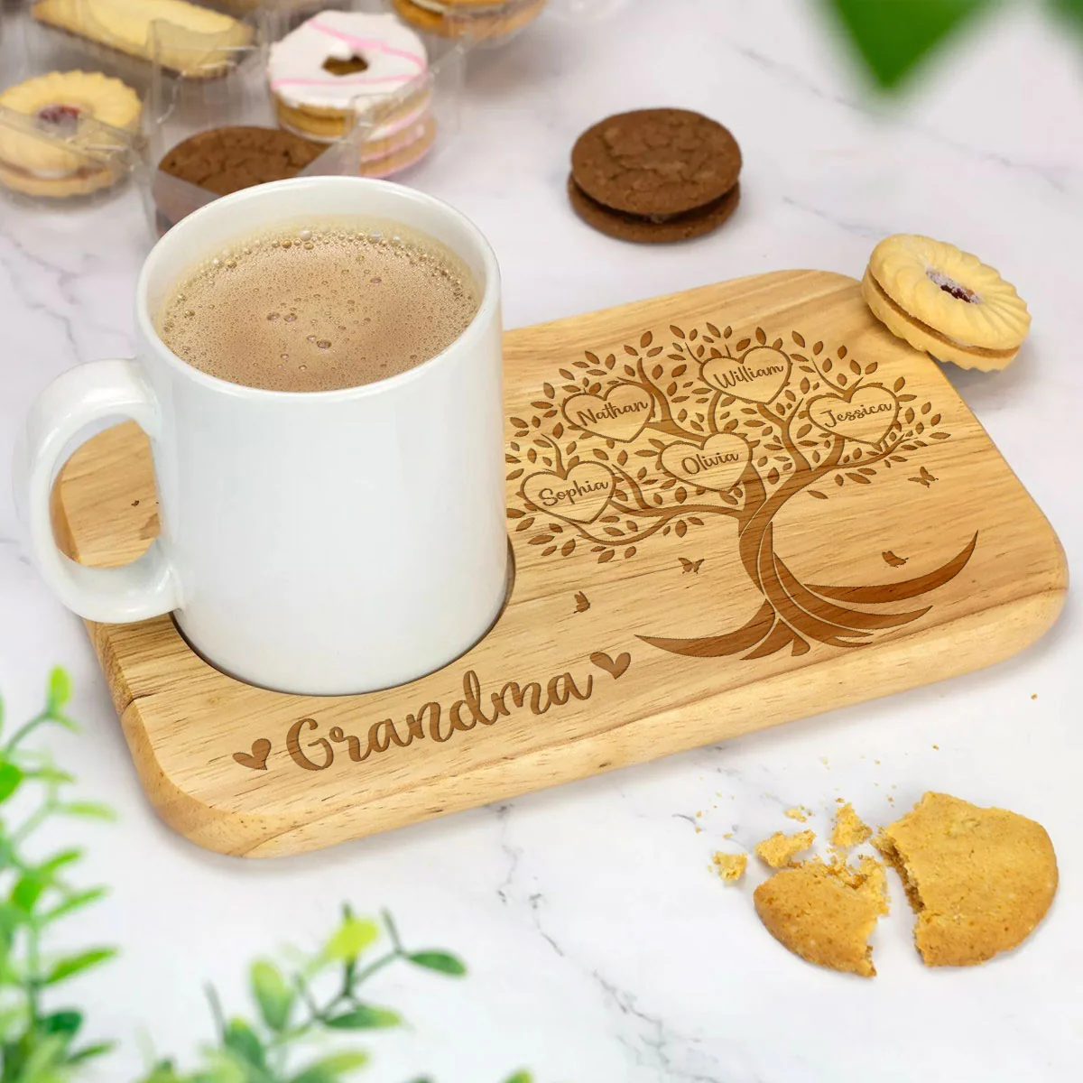 Grandma Family Tree Name - Personalized Custom Wooden Treat Board - Image 2