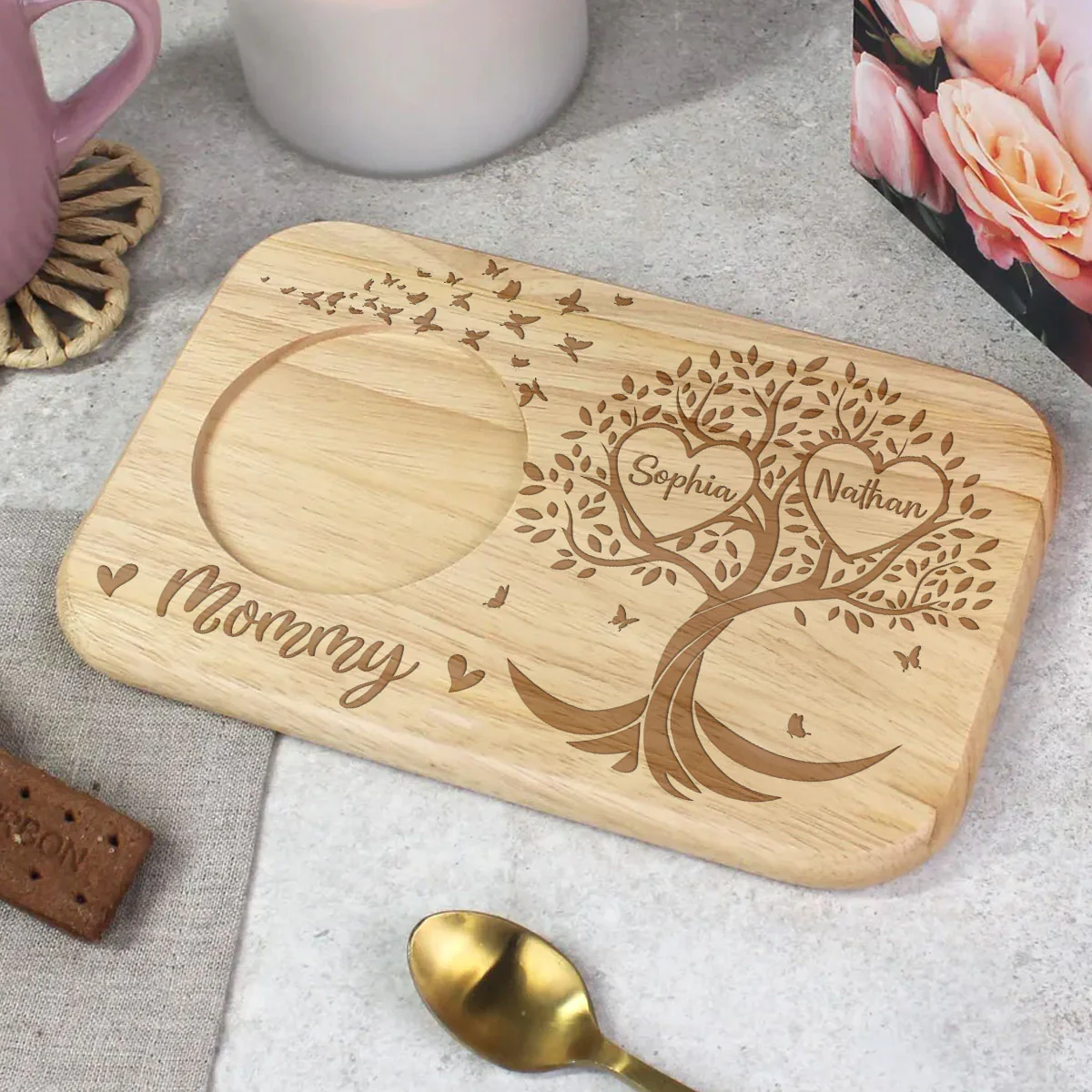 Grandma Family Tree Name - Personalized Custom Wooden Treat Board - Image 3