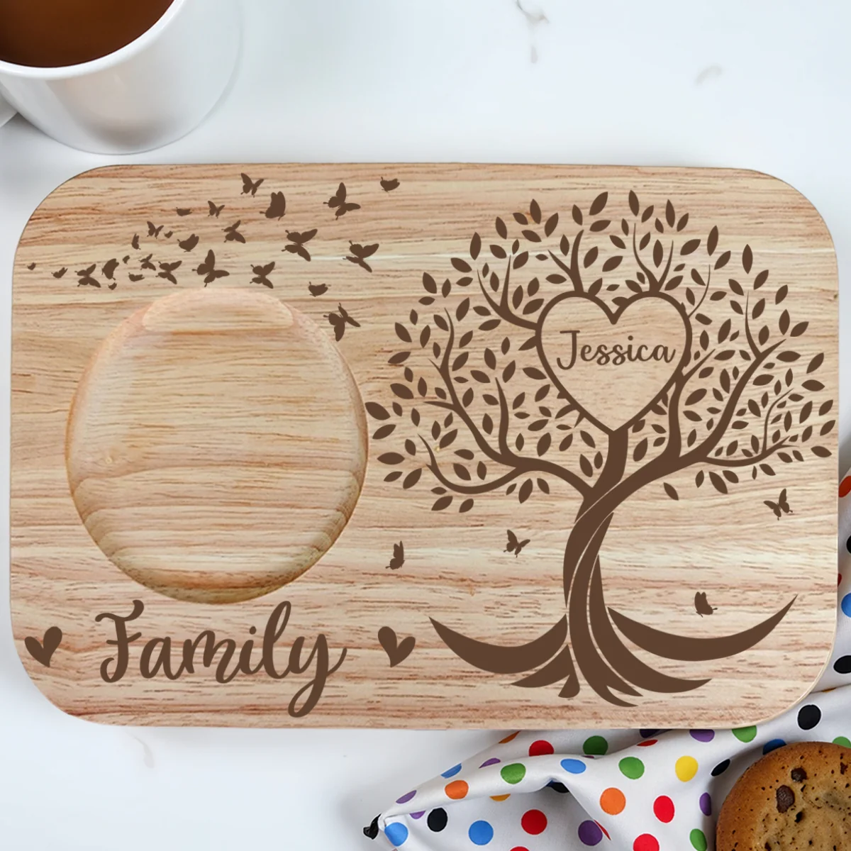 Grandma Family Tree Name - Personalized Custom Wooden Treat Board - Image 8