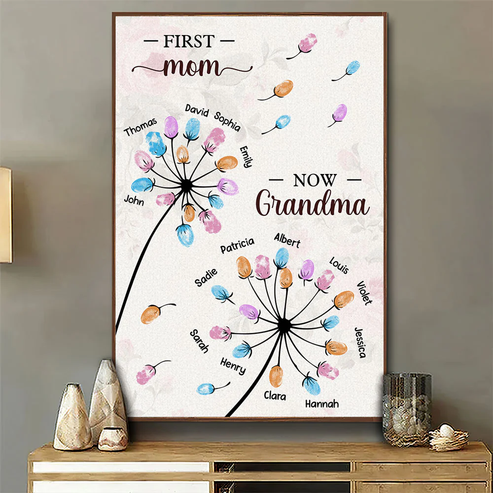 Grandma Fingerprint Flower - Personalized Custom Poster