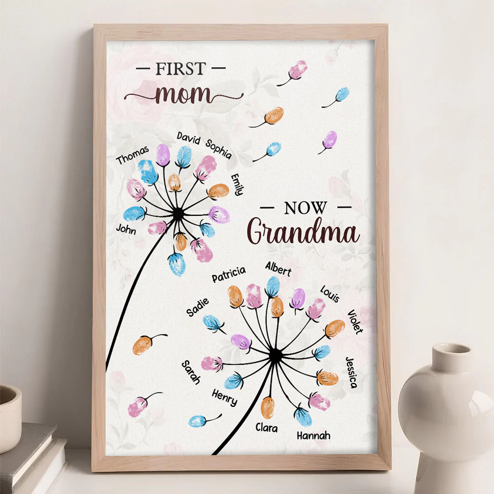 Grandma Fingerprint Flower - Personalized Custom Poster - Image 2
