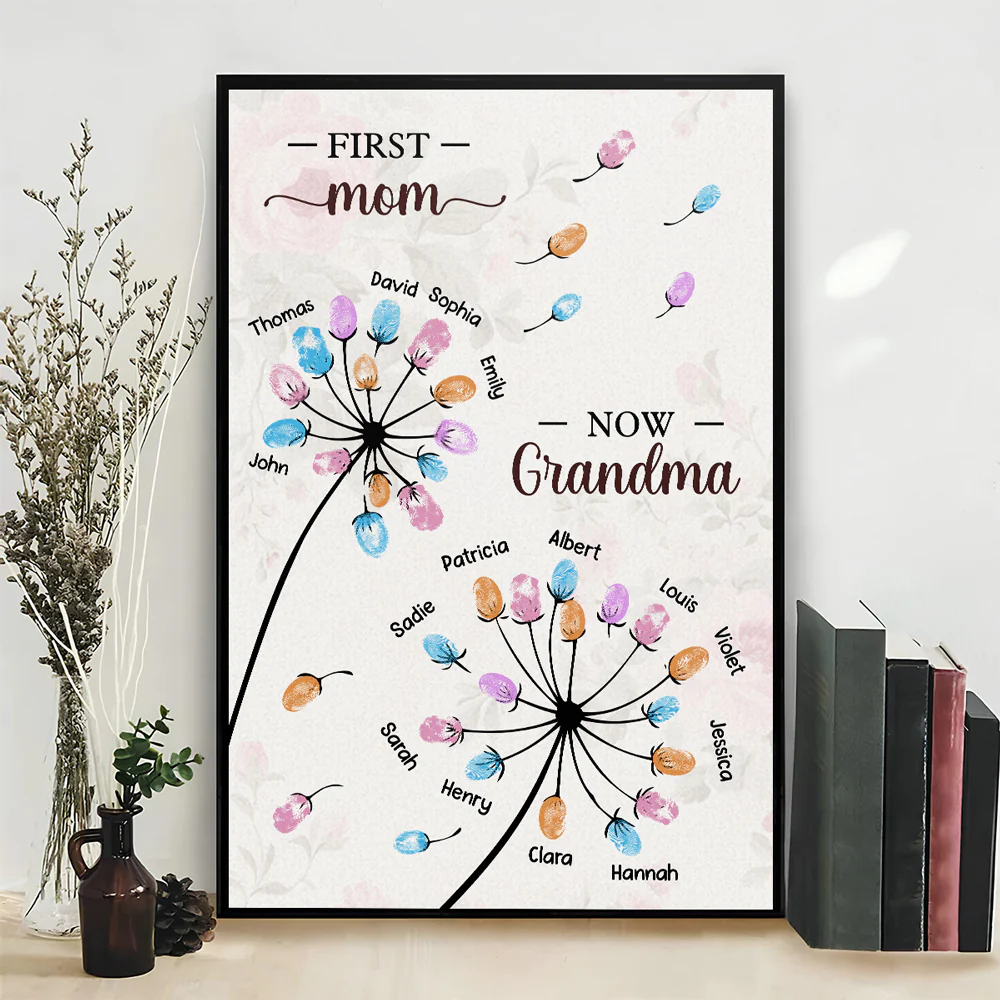 Grandma Fingerprint Flower - Personalized Custom Poster - Image 3