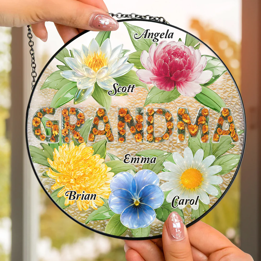 Grandma Flower Garden - Personalized Custom Window Hanging Suncatcher - Image 3