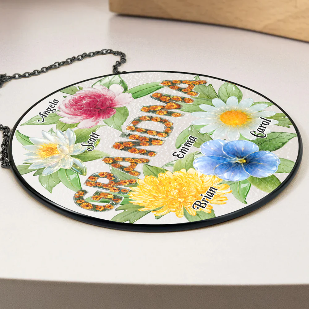 Grandma Flower Garden - Personalized Custom Window Hanging Suncatcher - Image 4