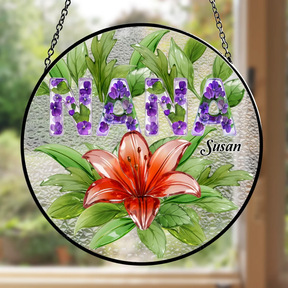 Grandma Flower Garden - Personalized Custom Window Hanging Suncatcher - Image 5