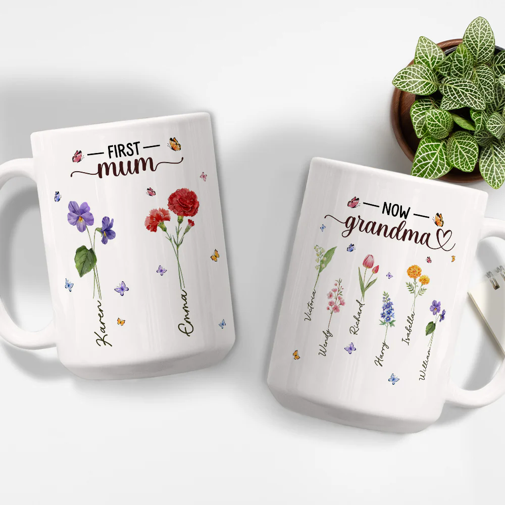 Grandma Flowers - Personalized Custom Coffee Mug - Image 5