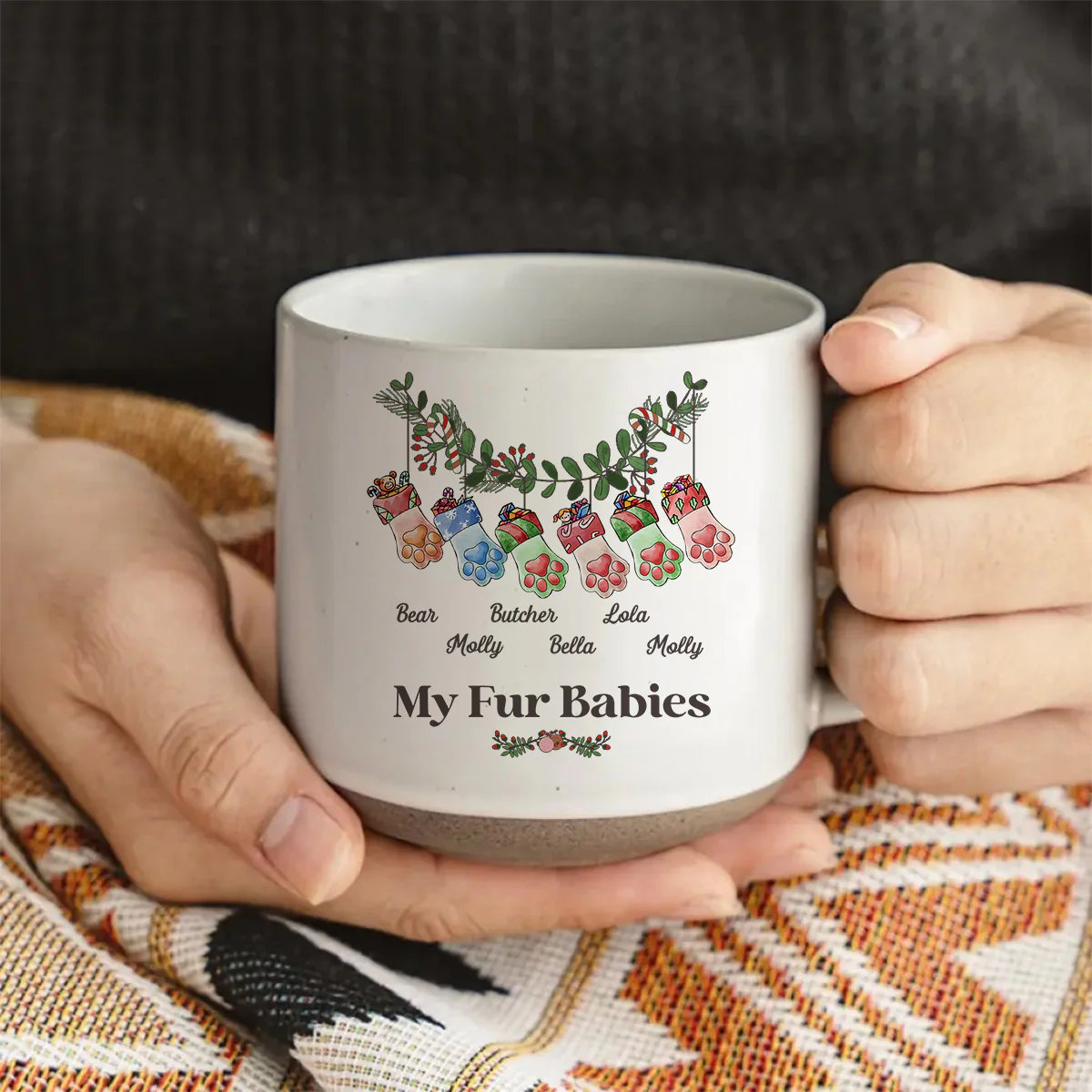Grandma Funny Stockings Merry Christmas - Personalized Custom Pottery Mug - Image 3