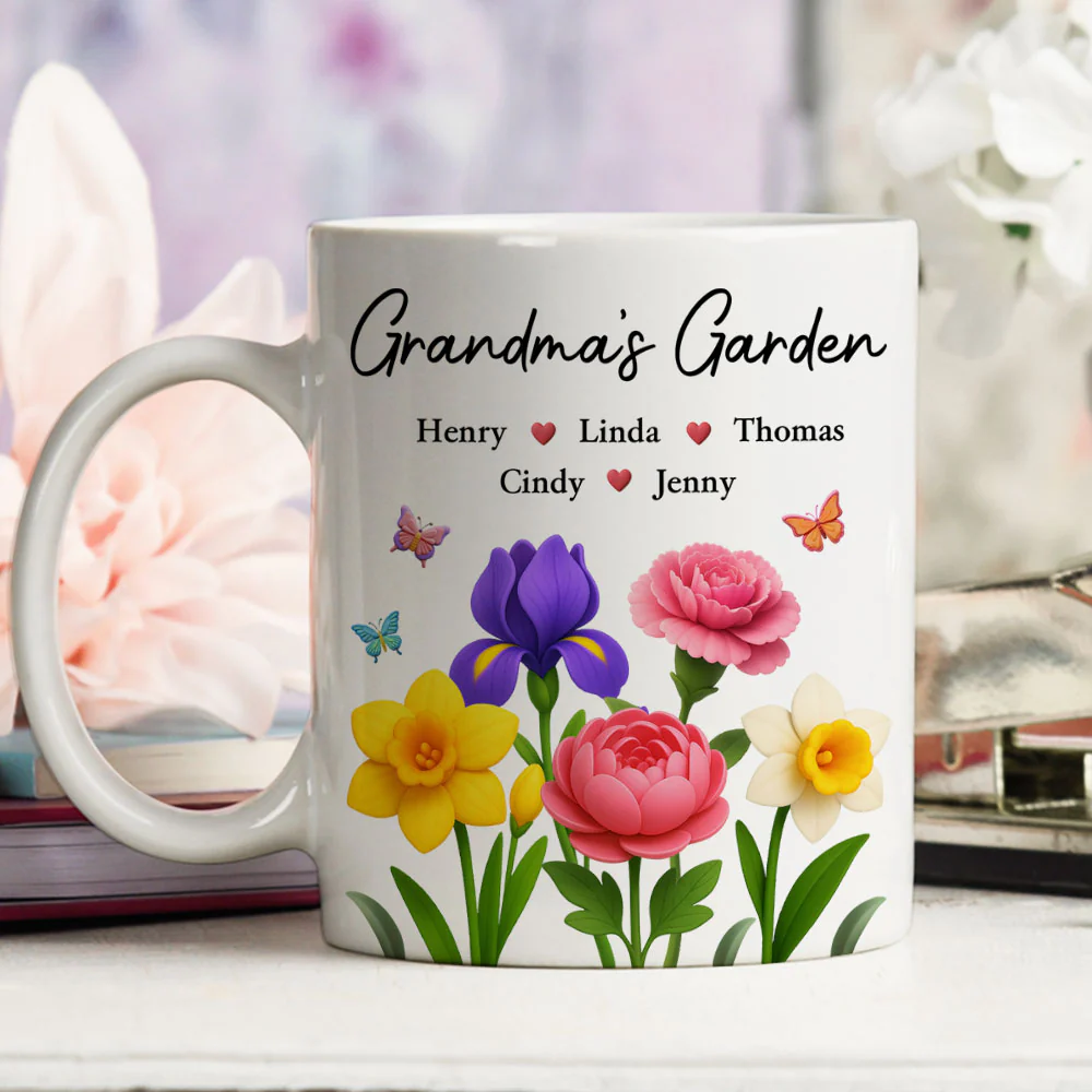 Grandma Garden Flowers - Personalized Custom Coffee Mug - Image 4