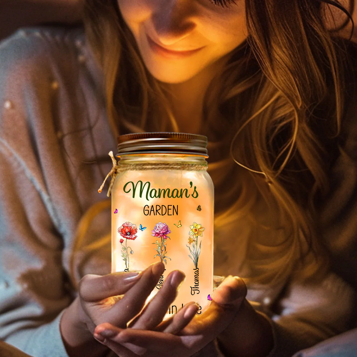 Grandma Garden Is Grown With Seeds Of Love - Personalized Custom Mason Jar Light - Image 3