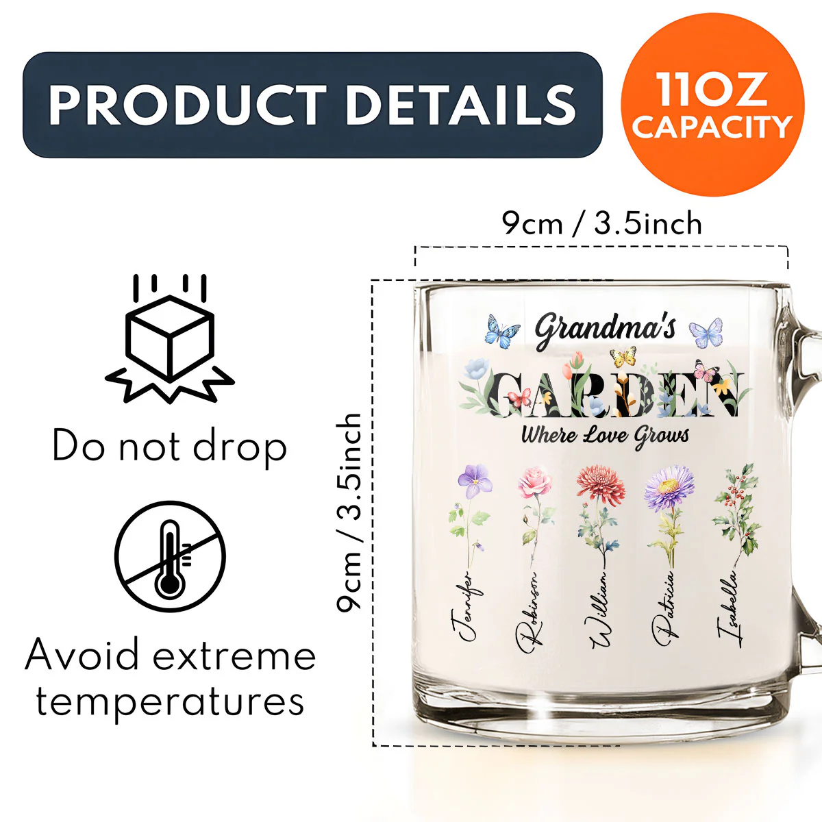 Grandma Garden - Personalized Custom Glass Mug - Image 5