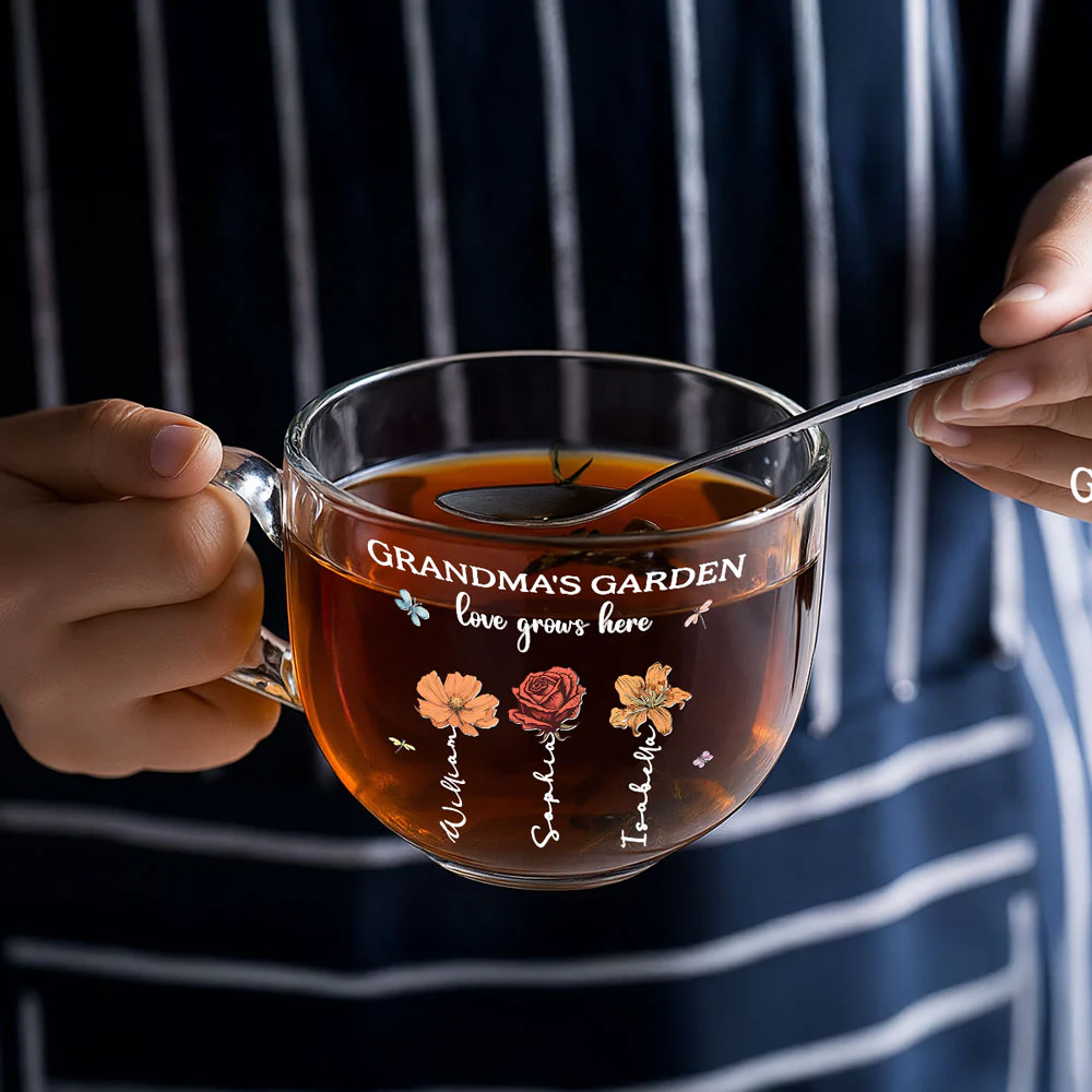 Grandma Garden - Personalized Custom Glass Tea Cup - Image 4
