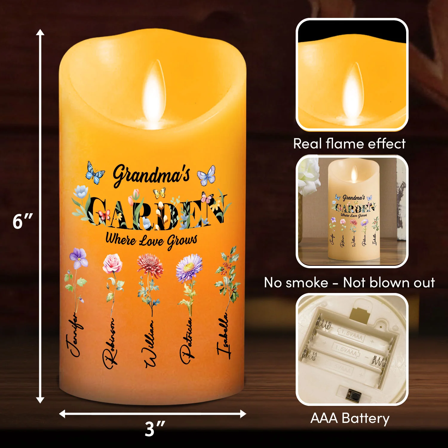Grandma Garden - Personalized Custom LED Candle - Image 6