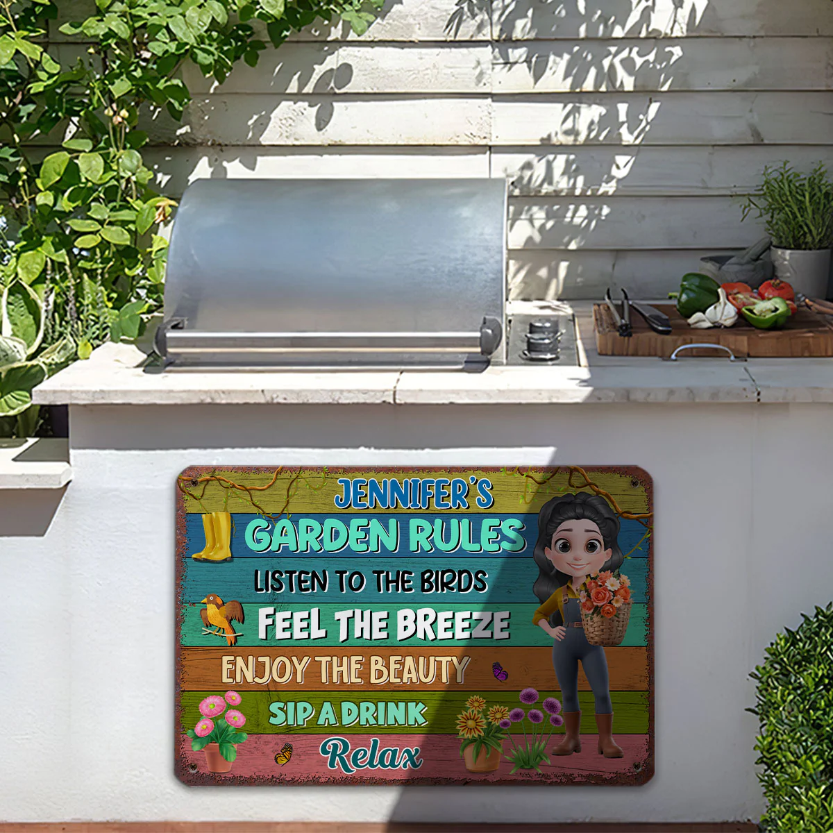 Grandma Garden Rules - Personalized Custom Metal Sign - Image 3