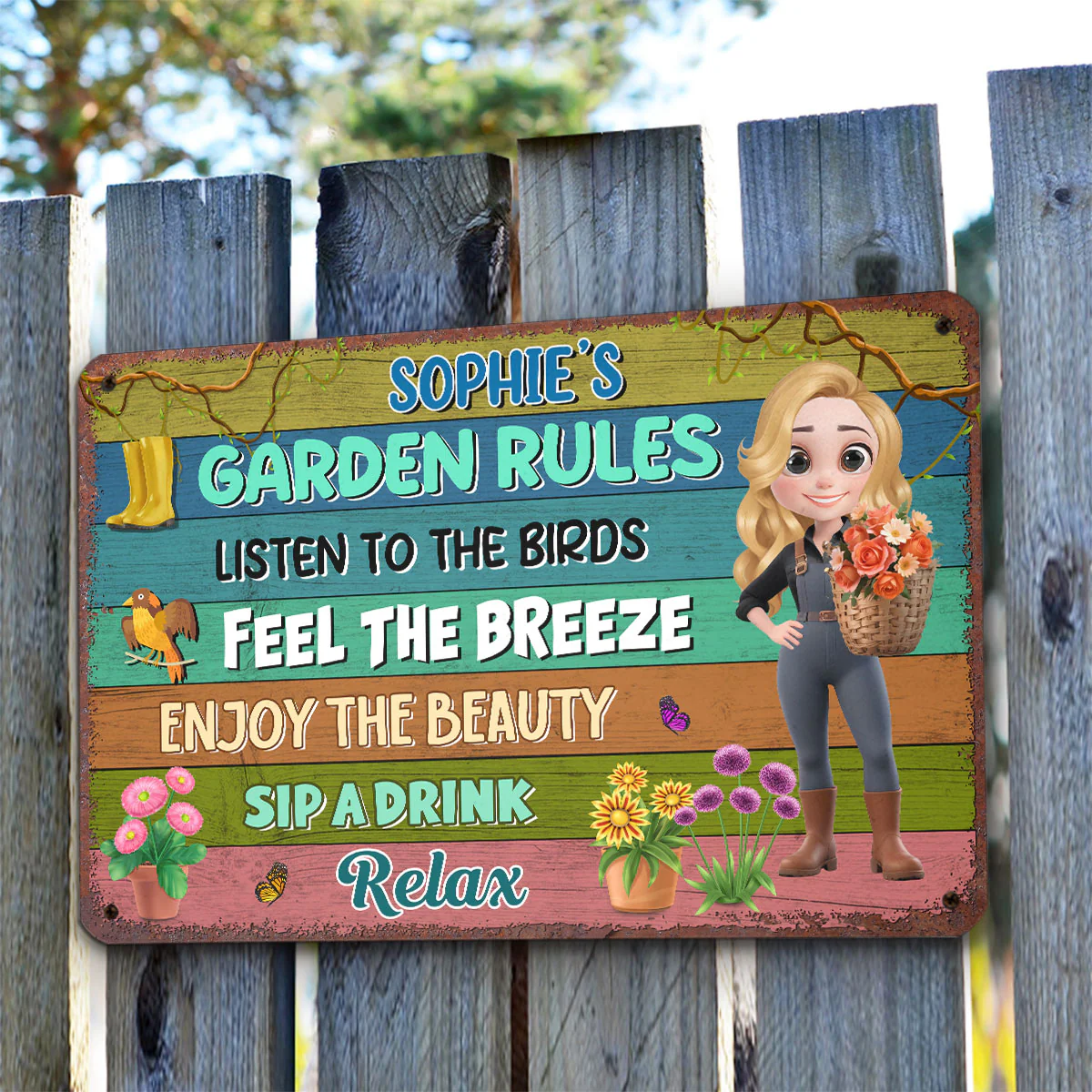 Grandma Garden Rules - Personalized Custom Metal Sign - Image 4