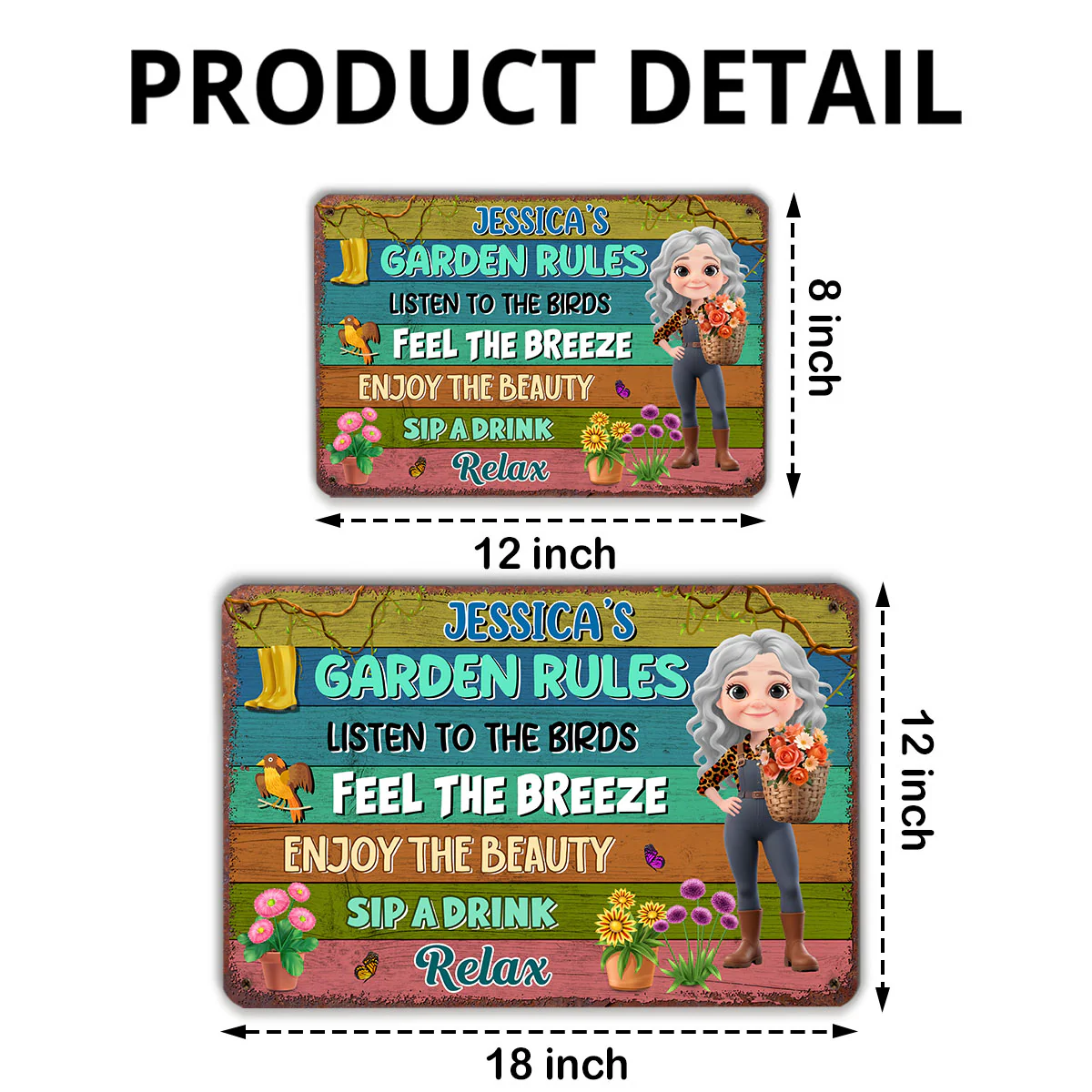 Grandma Garden Rules - Personalized Custom Metal Sign - Image 5