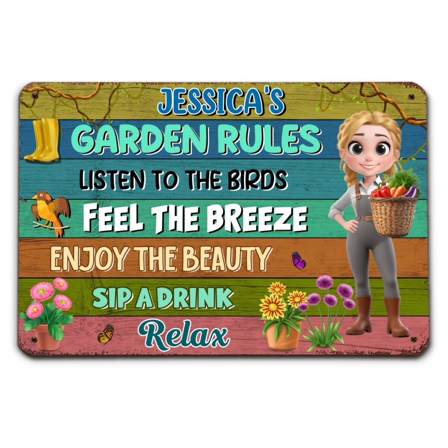 Grandma Garden Rules - Personalized Custom Metal Sign - Image 6