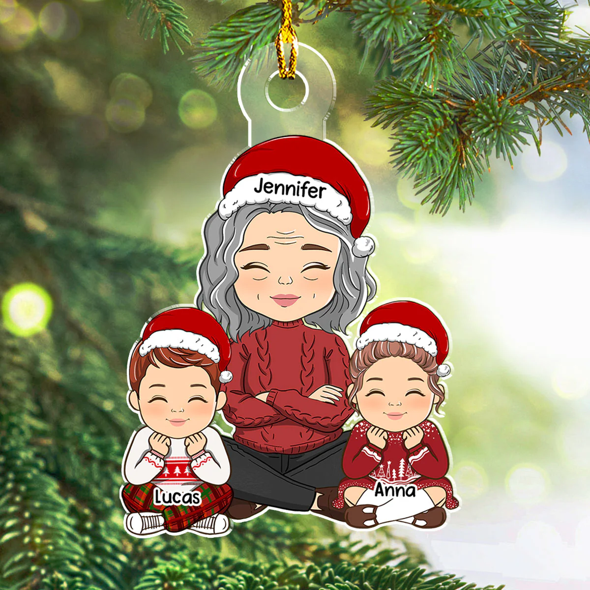Grandma & Grandkid Christmas Gift For Granddaughter Grandson - Personalized Custom Acrylic Ornament - Image 2