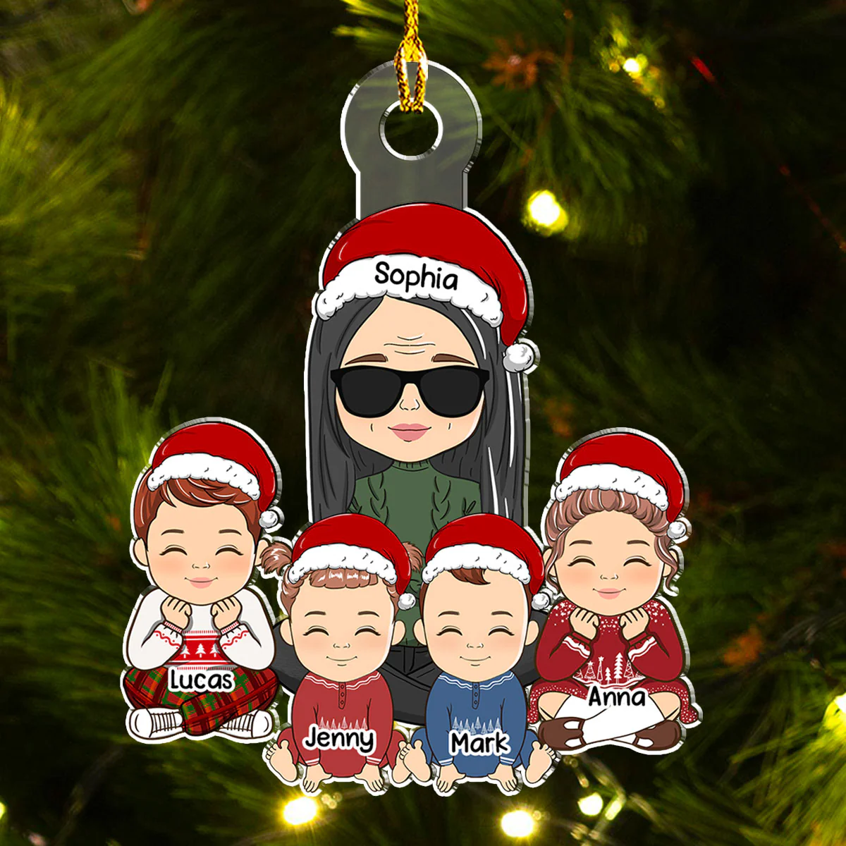 Grandma & Grandkid Christmas Gift For Granddaughter Grandson - Personalized Custom Acrylic Ornament - Image 3