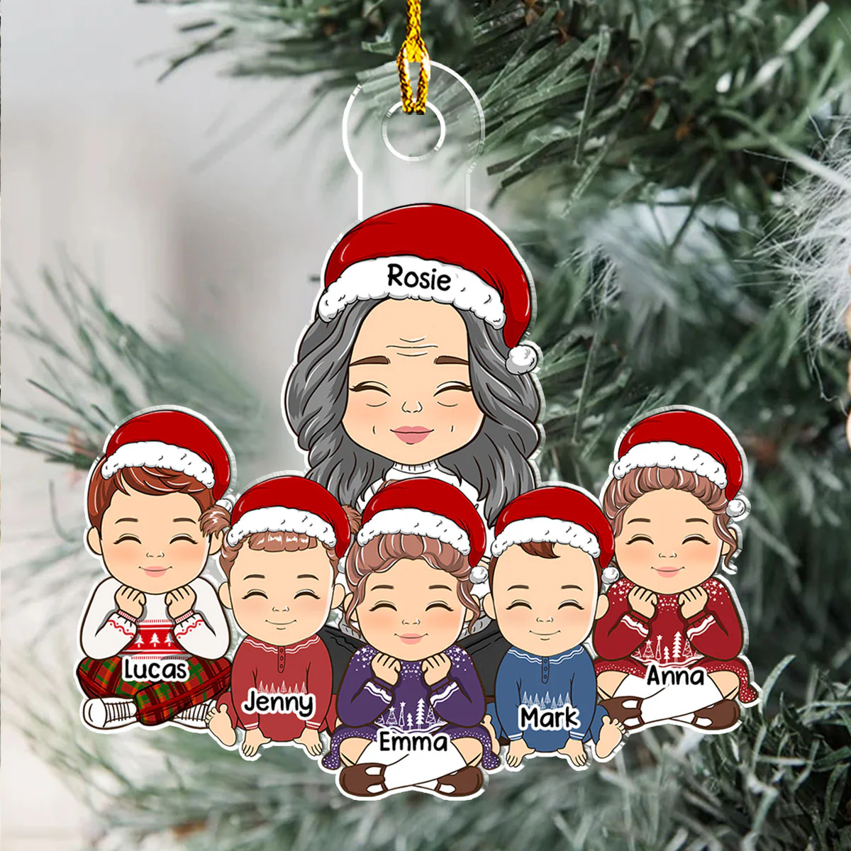 Grandma & Grandkid Christmas Gift For Granddaughter Grandson - Personalized Custom Acrylic Ornament - Image 4