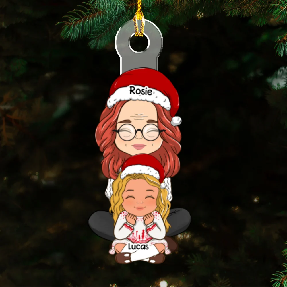 Grandma & Grandkid Christmas Gift For Granddaughter Grandson - Personalized Custom Acrylic Ornament - Image 7