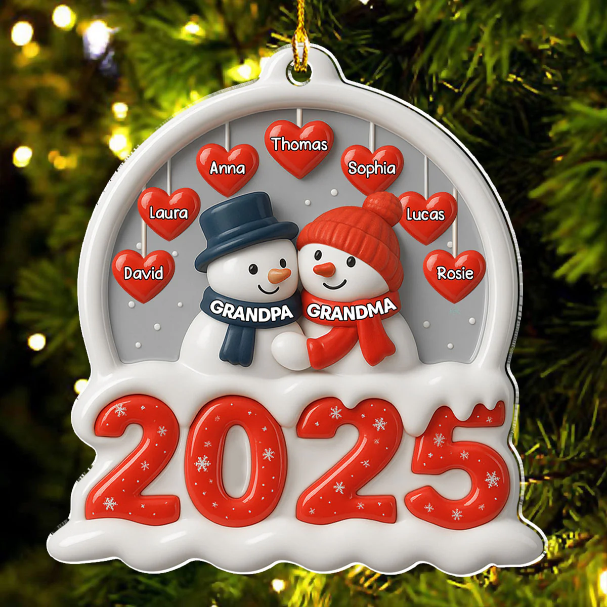 Grandma Grandpa And Grandkids Christmas - Personalized Custom Acrylic Ornament - Image 4