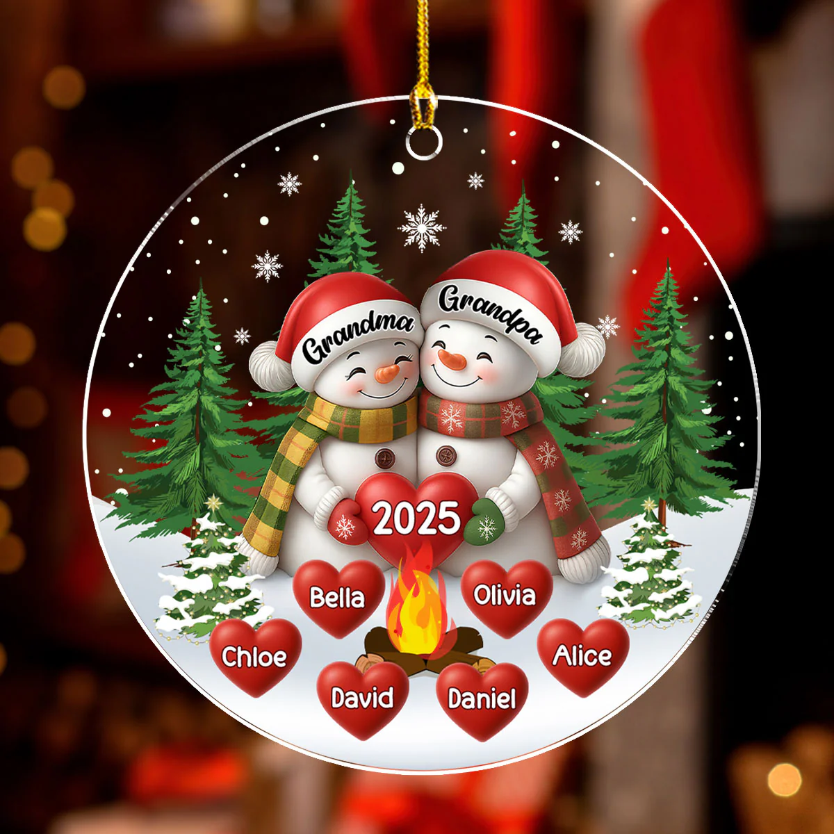Grandma Grandpa Grandkids - Personalized Custom Acrylic Ornament - Image 2