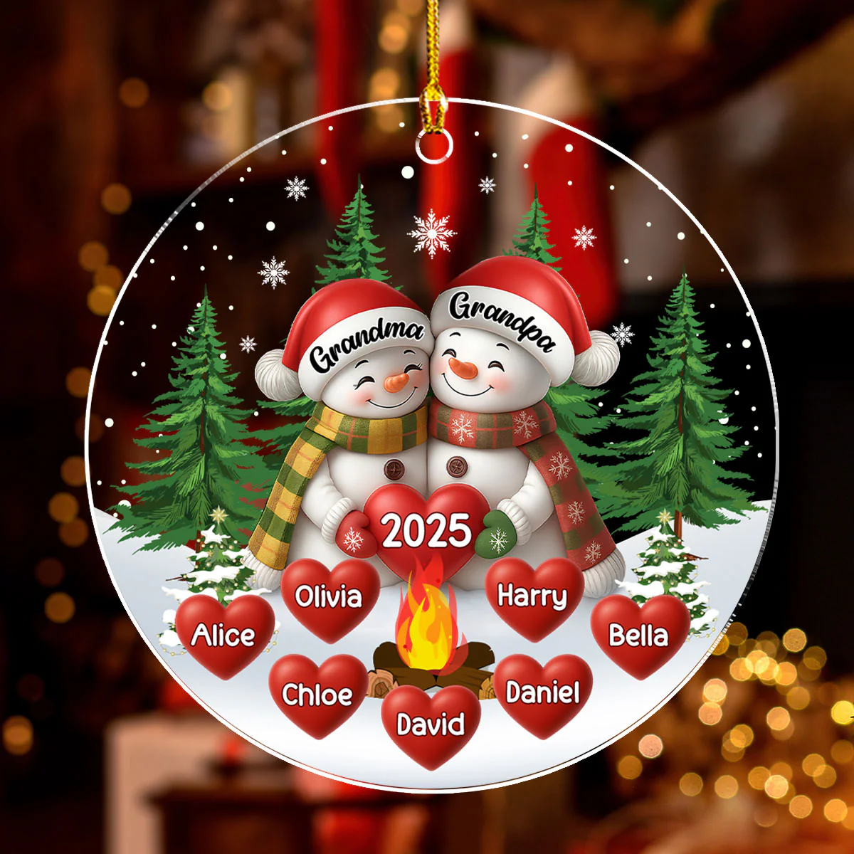 Grandma Grandpa Grandkids - Personalized Custom Acrylic Ornament - Image 5