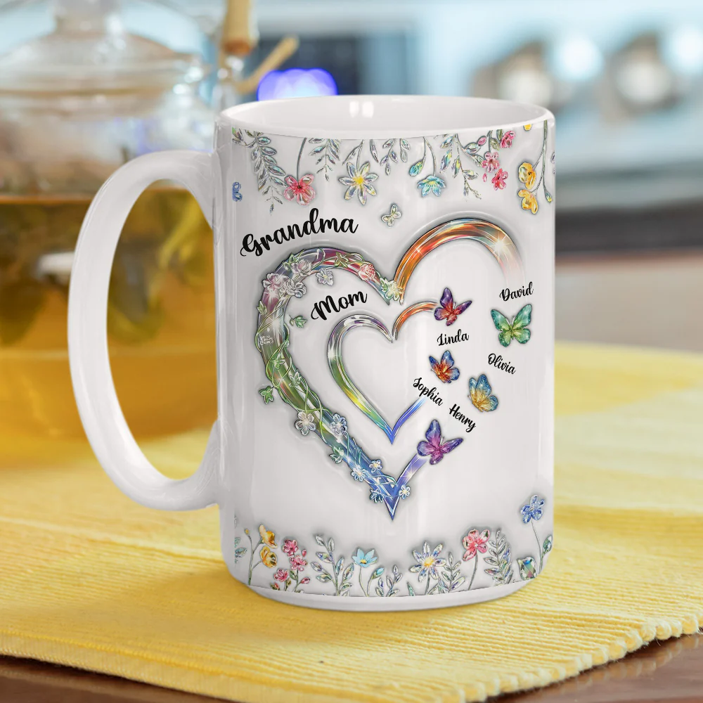 Grandma Heart - Personalized Custom 3D Inflated Effect Mug - Image 4