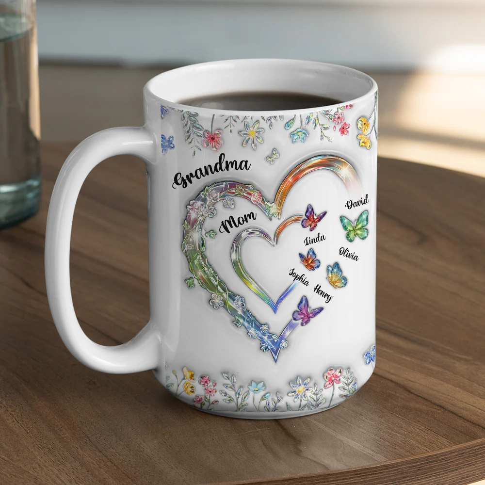 Grandma Heart - Personalized Custom 3D Inflated Effect Mug - Image 5