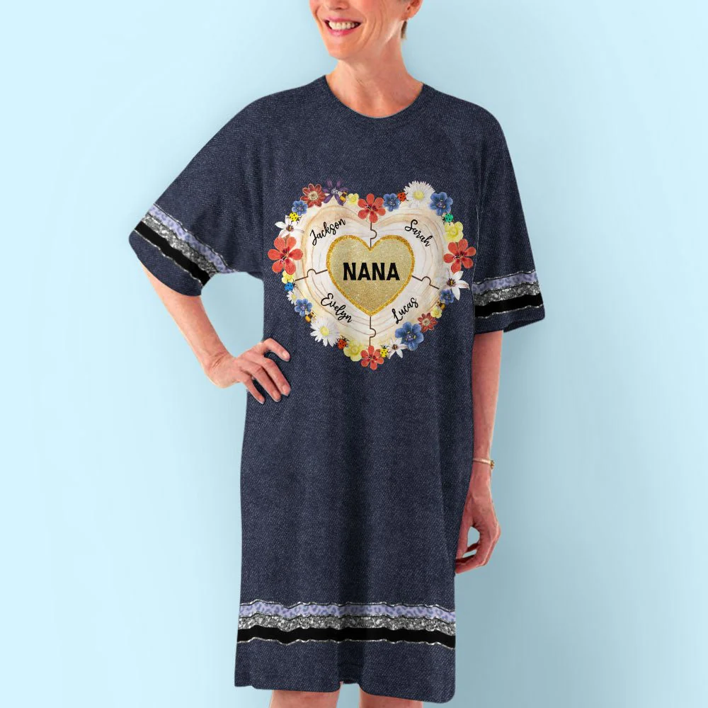 Grandma Heart Puzzle - Personalized Custom 3/4 Sleeve Dress - Image 4