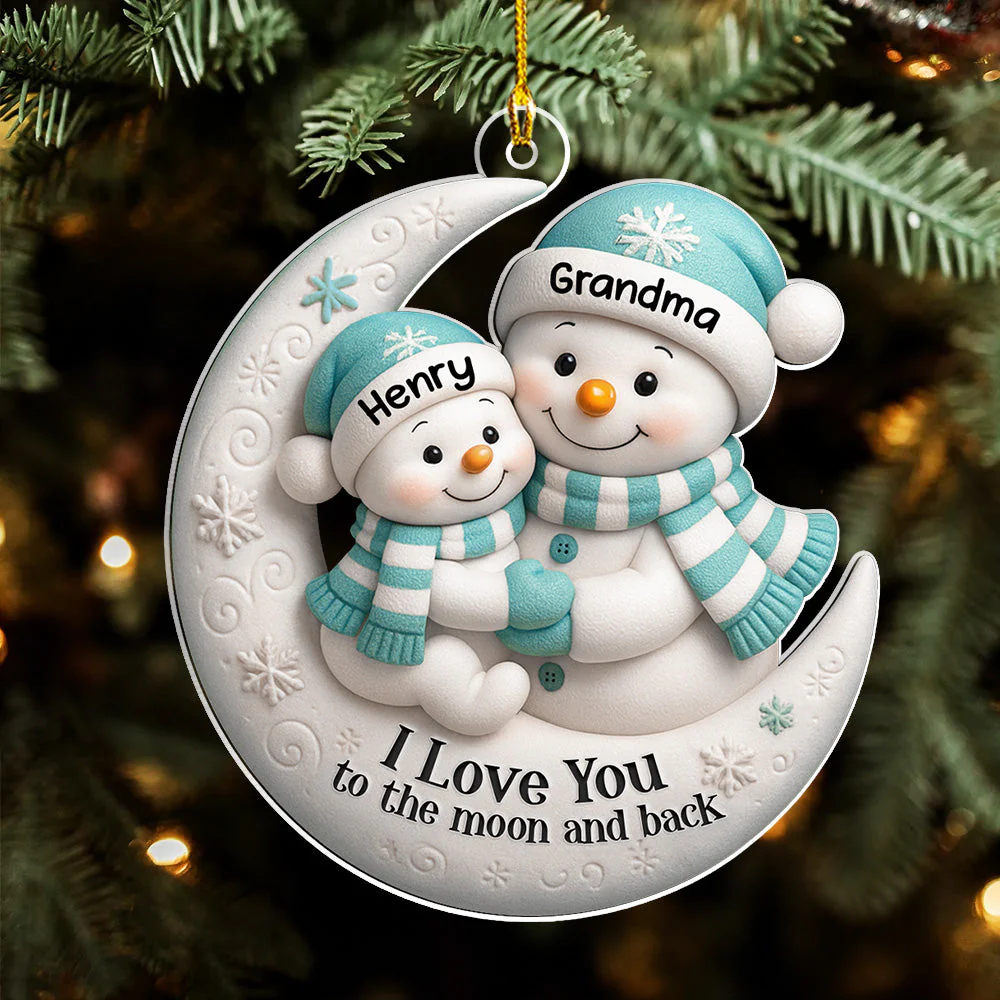 Grandma Hug On The Moon - Personalized Custom Acrylic Ornament - Image 4