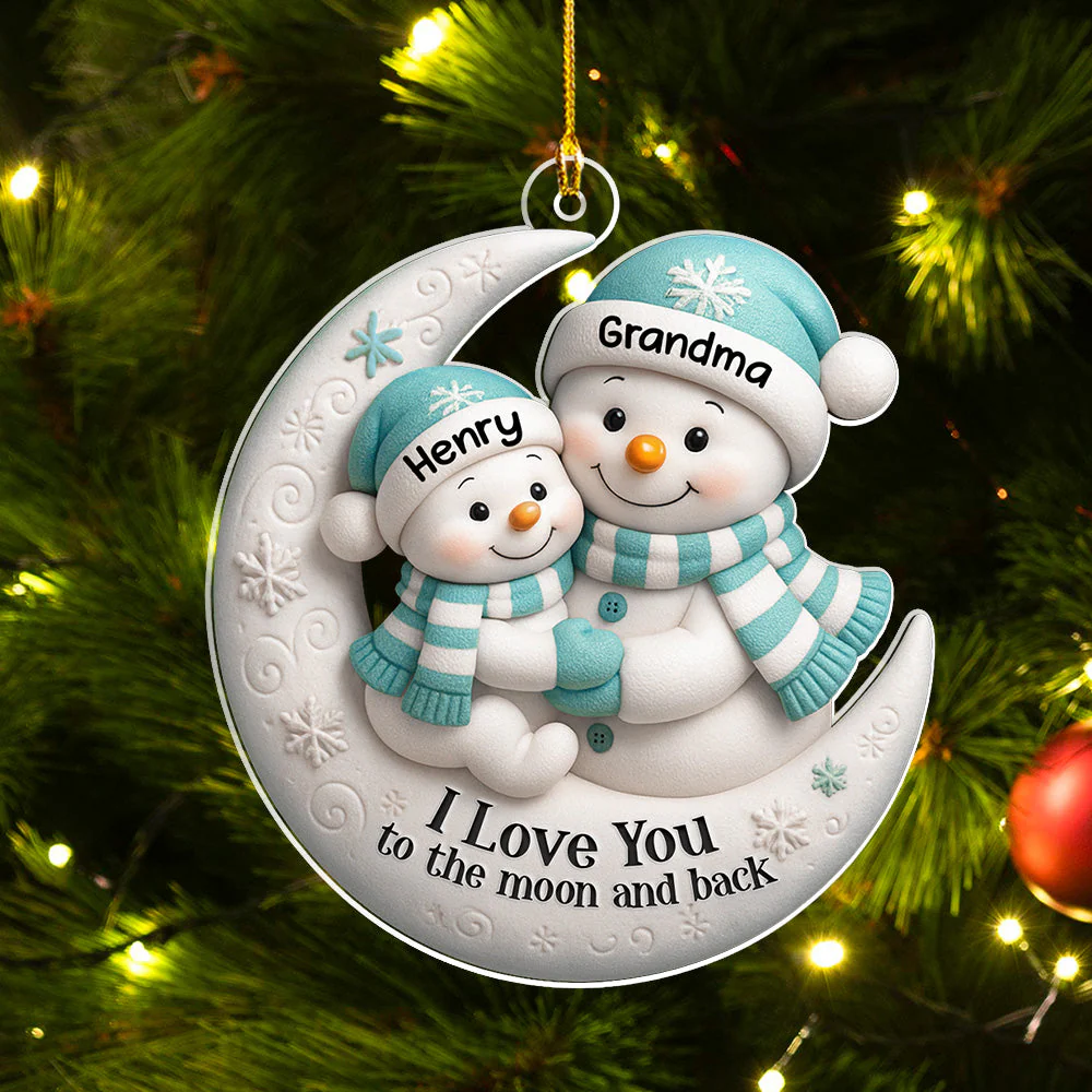Grandma Hug On The Moon - Personalized Custom Acrylic Ornament - Image 5