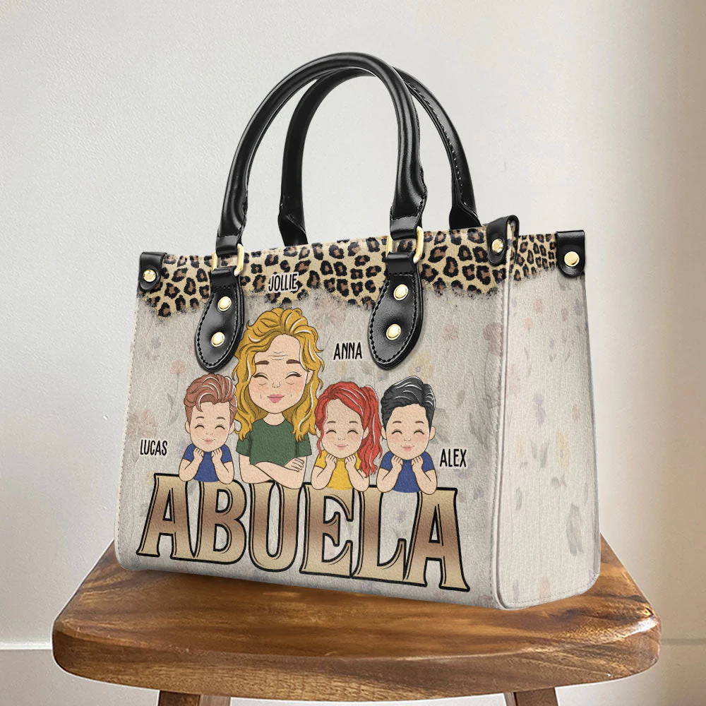 Grandma Kids Together - Personalized Custom Leather Bag - Image 3