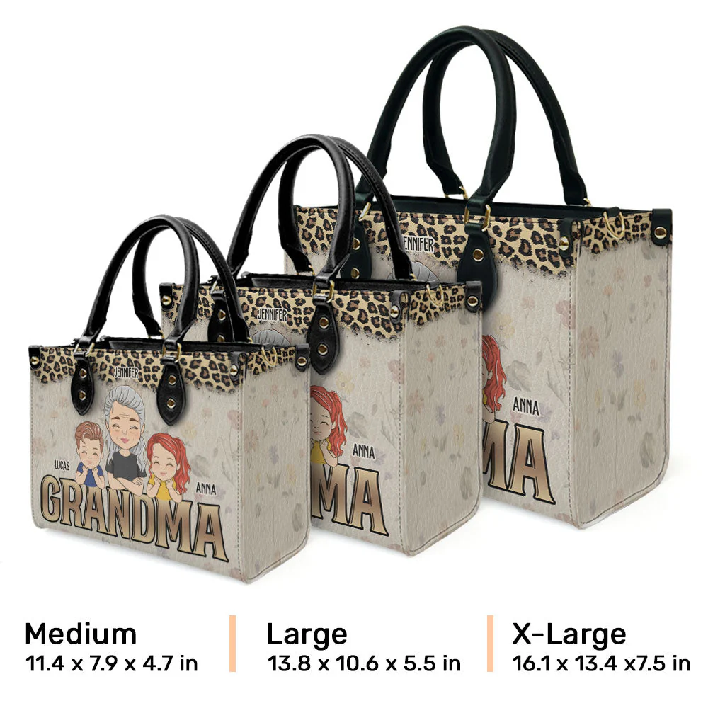 Grandma Kids Together - Personalized Custom Leather Bag - Image 5