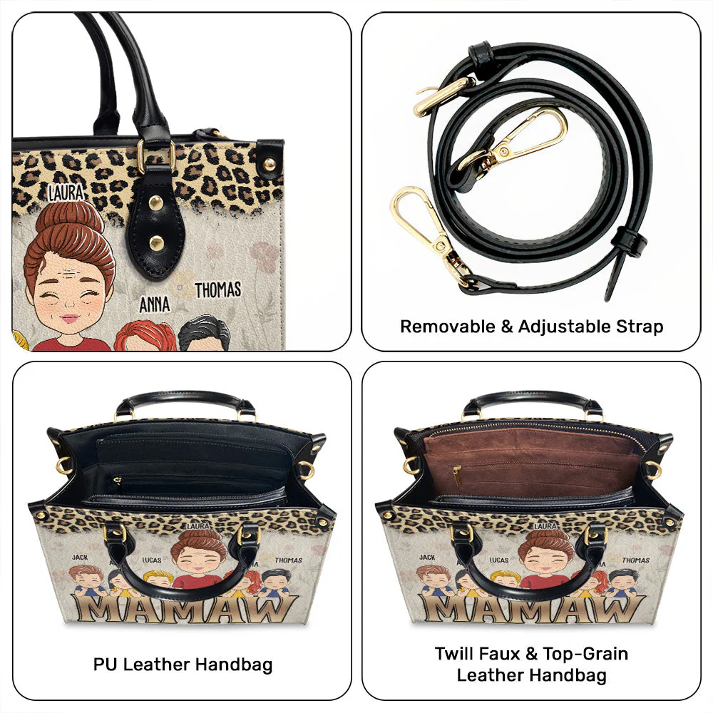 Grandma Kids Together - Personalized Custom Leather Bag - Image 6