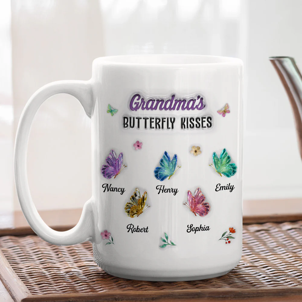 Grandma Kisses - Personalized Custom 3D Inflated Effect Mug - Image 3