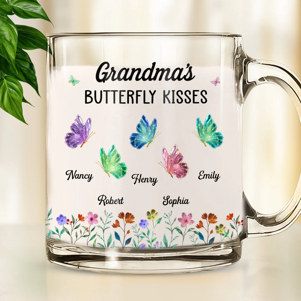 Grandma Kisses - Personalized Custom Glass Mug