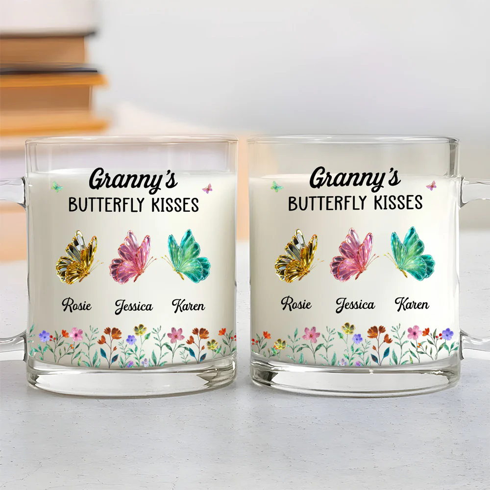 Grandma Kisses - Personalized Custom Glass Mug - Image 2