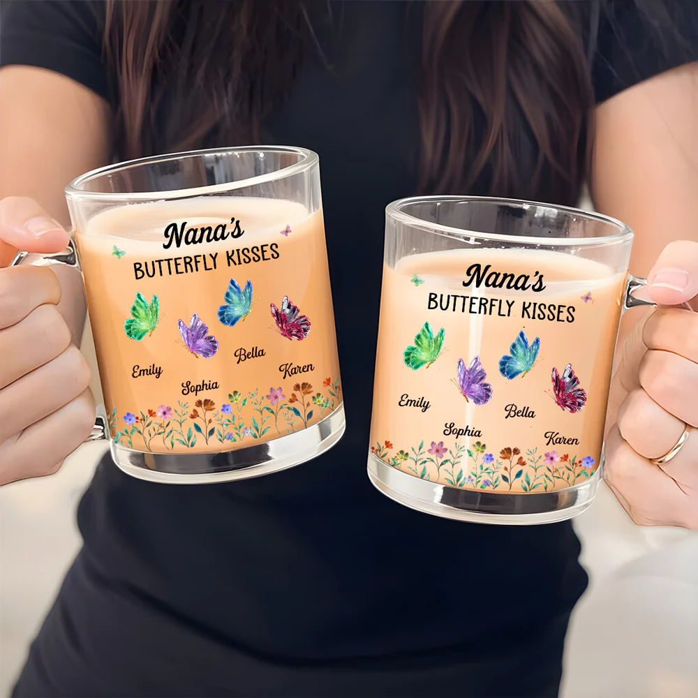 Grandma Kisses - Personalized Custom Glass Mug - Image 4