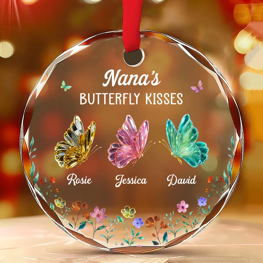 Grandma Kisses - Personalized Custom Glass Ornament - Image 2