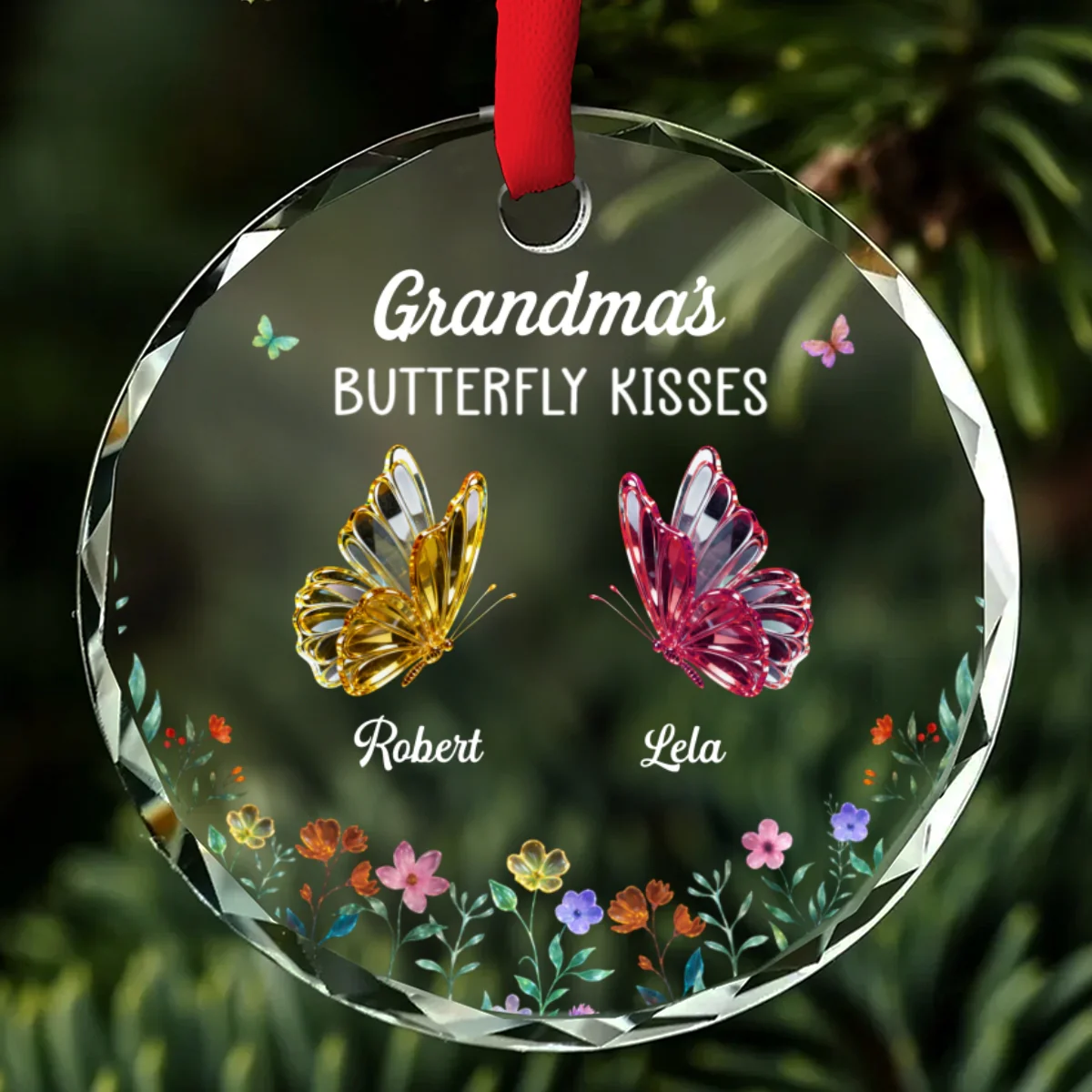 Grandma Kisses - Personalized Custom Glass Ornament - Image 6