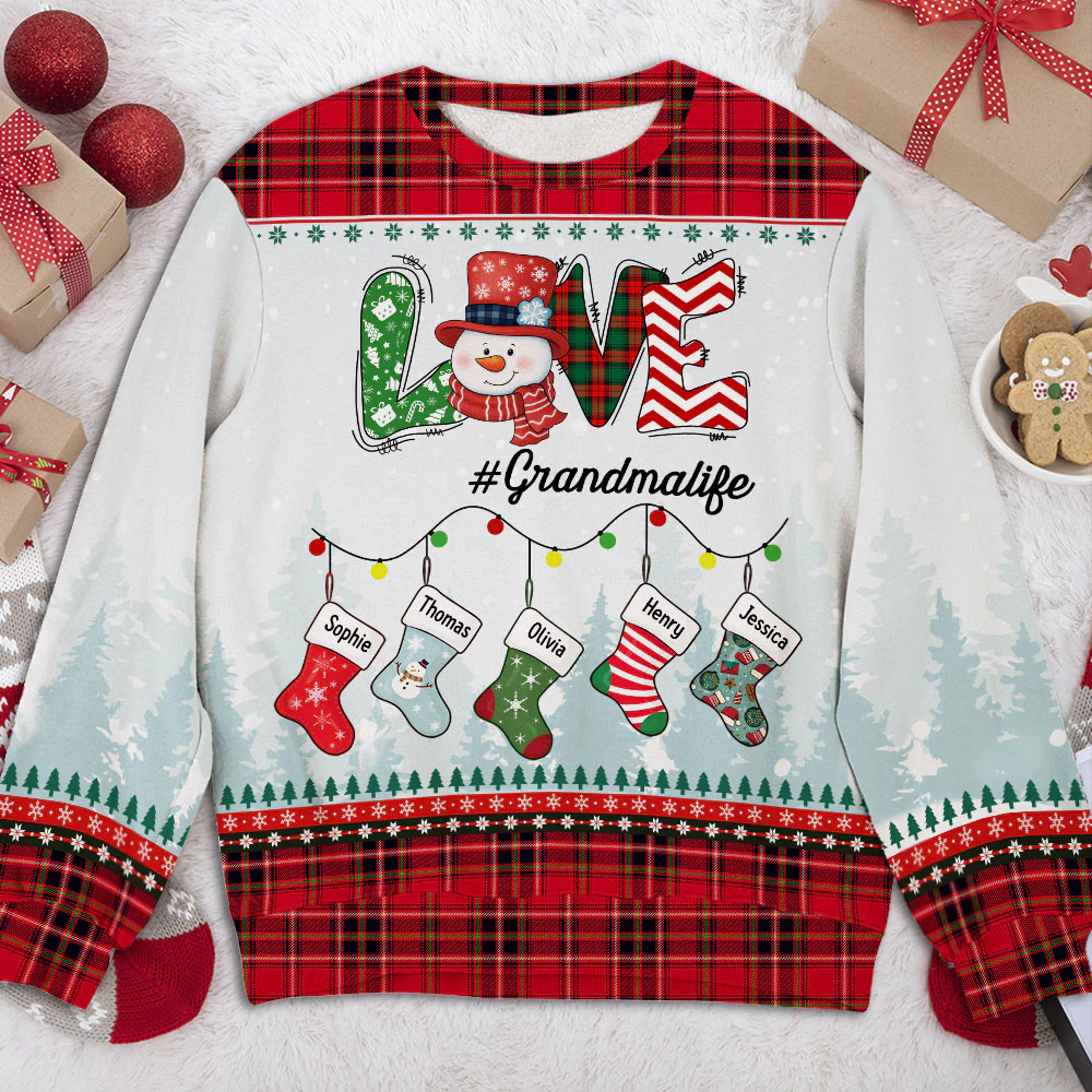 Grandma Life - Personalized Custom All-Over-Print Sweatshirt - Image 2
