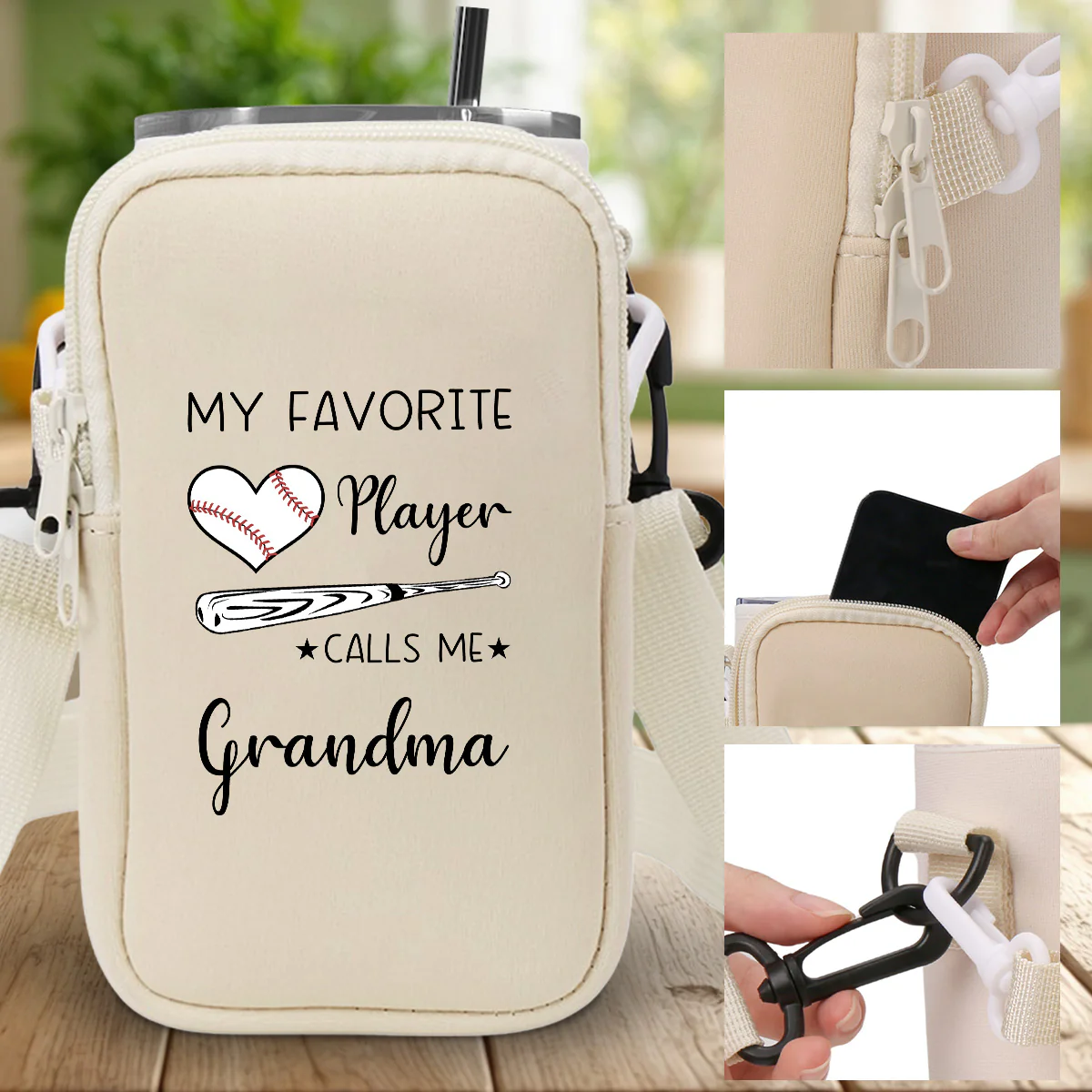 Grandma Little Champion - Personalized Custom Water Bottle Carrier Bag - Image 6