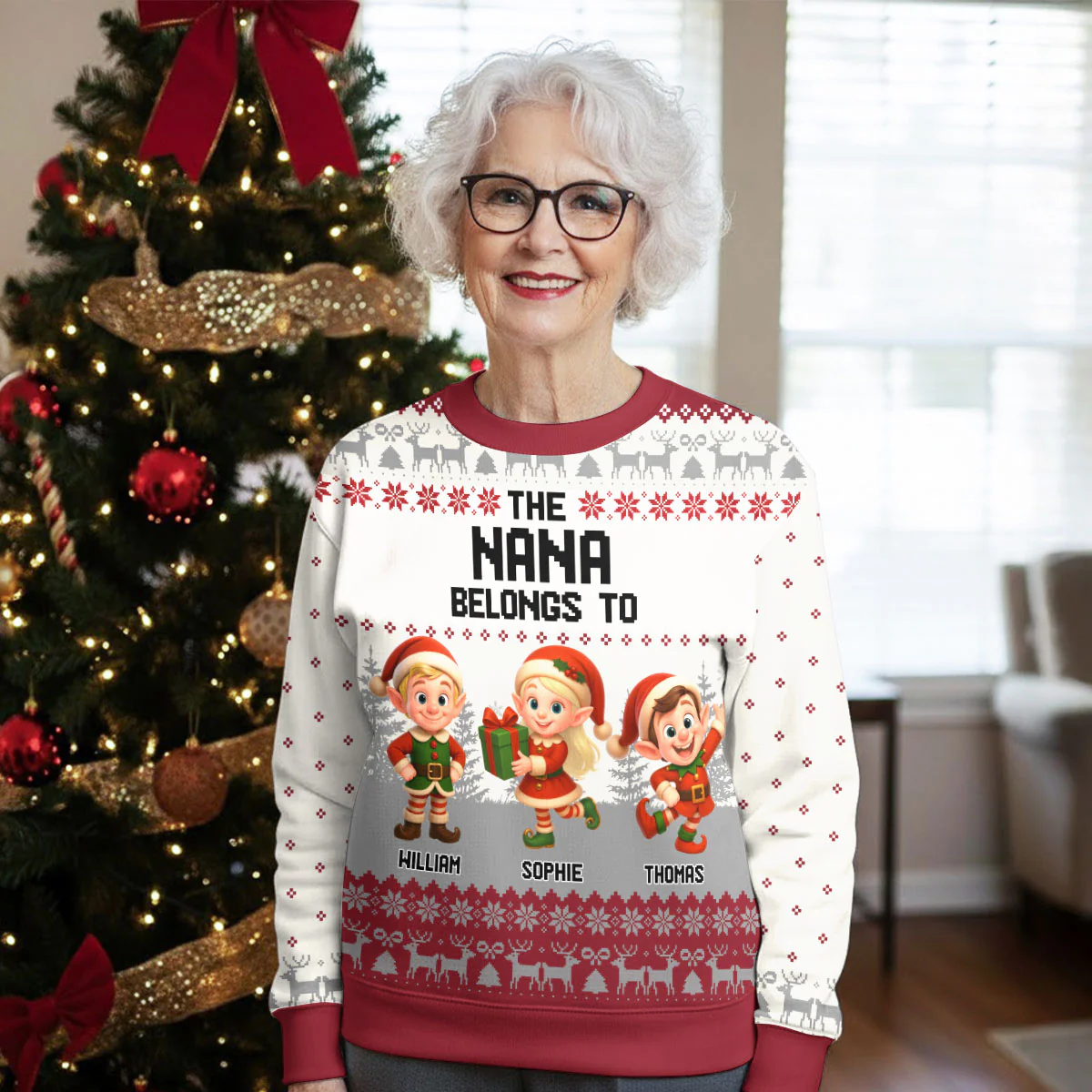 Grandma Little Elves - Personalized Custom All-Over-Print Sweatshirt - Image 5