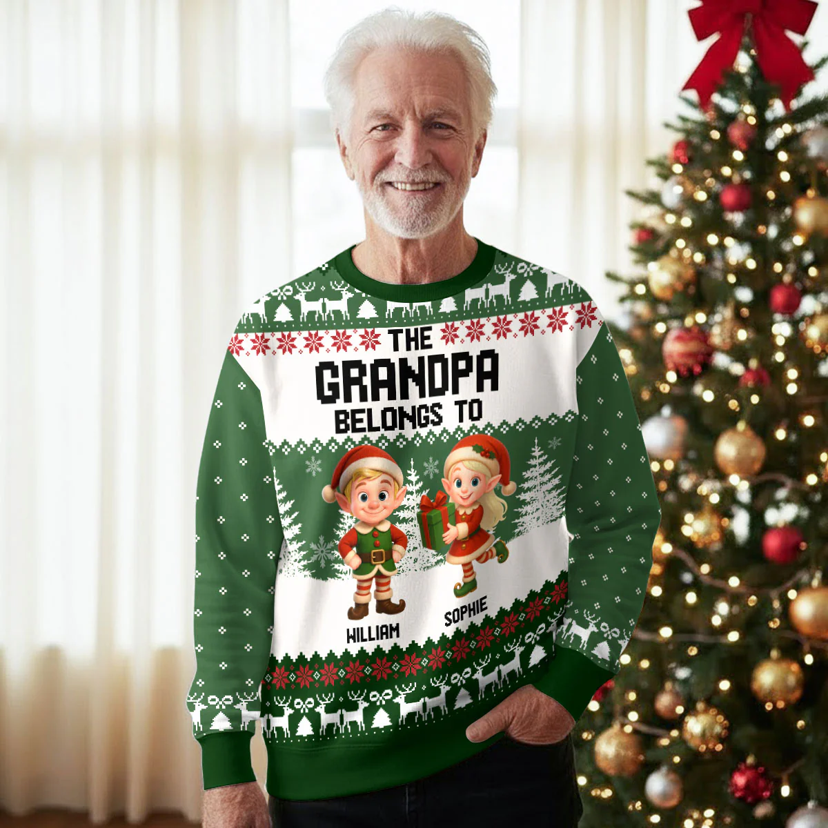Grandma Little Elves - Personalized Custom All-Over-Print Sweatshirt - Image 7