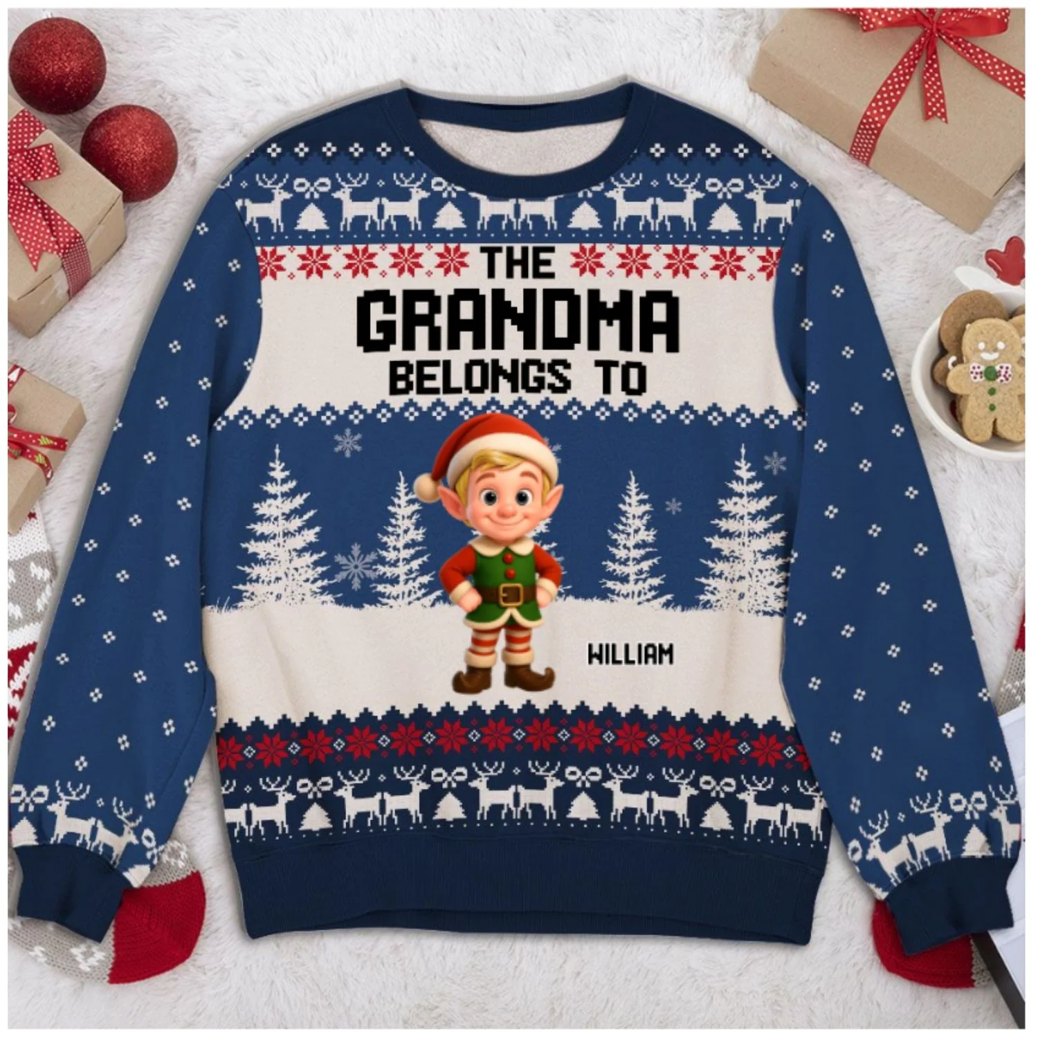 Grandma Little Elves - Personalized Custom All-Over-Print Sweatshirt - Image 8
