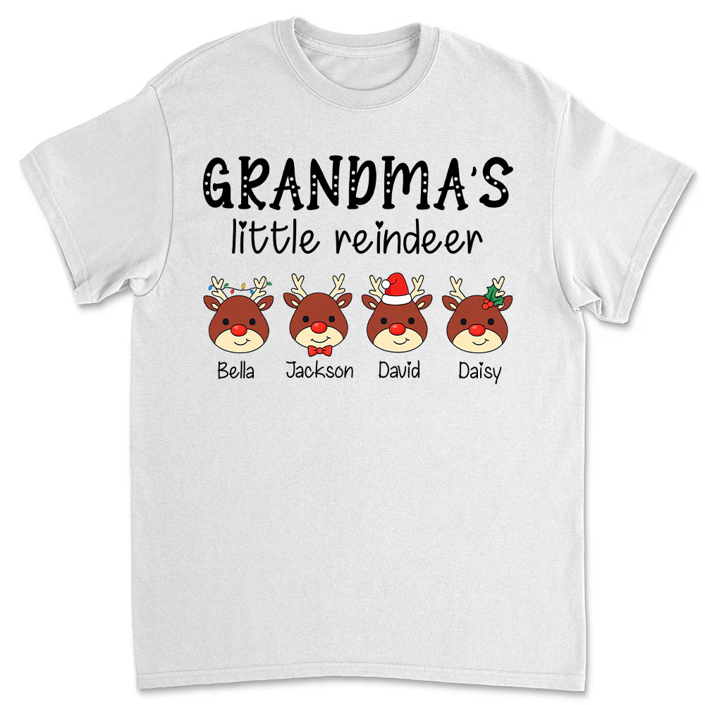 Grandma Little Reindeer Spread Christmas Joy - Personalized Custom Shirt