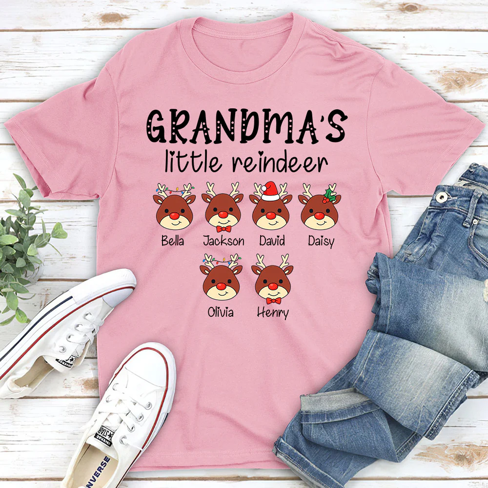 Grandma Little Reindeer Spread Christmas Joy - Personalized Custom Shirt - Image 3